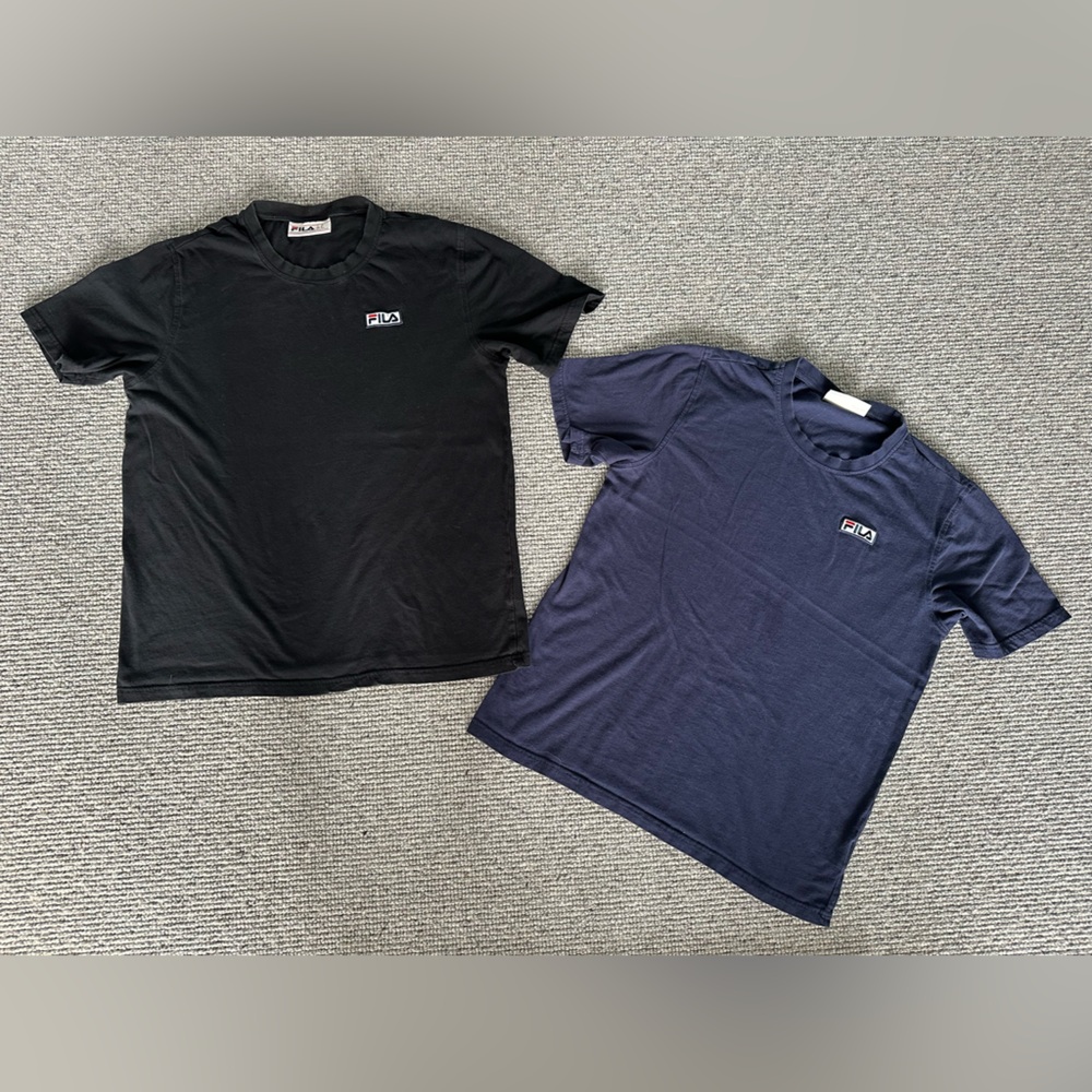 FILA T-Shirt Set of 2 Skylar Tee Shirt Short Sleeve Gym Top Navy Black Medium M